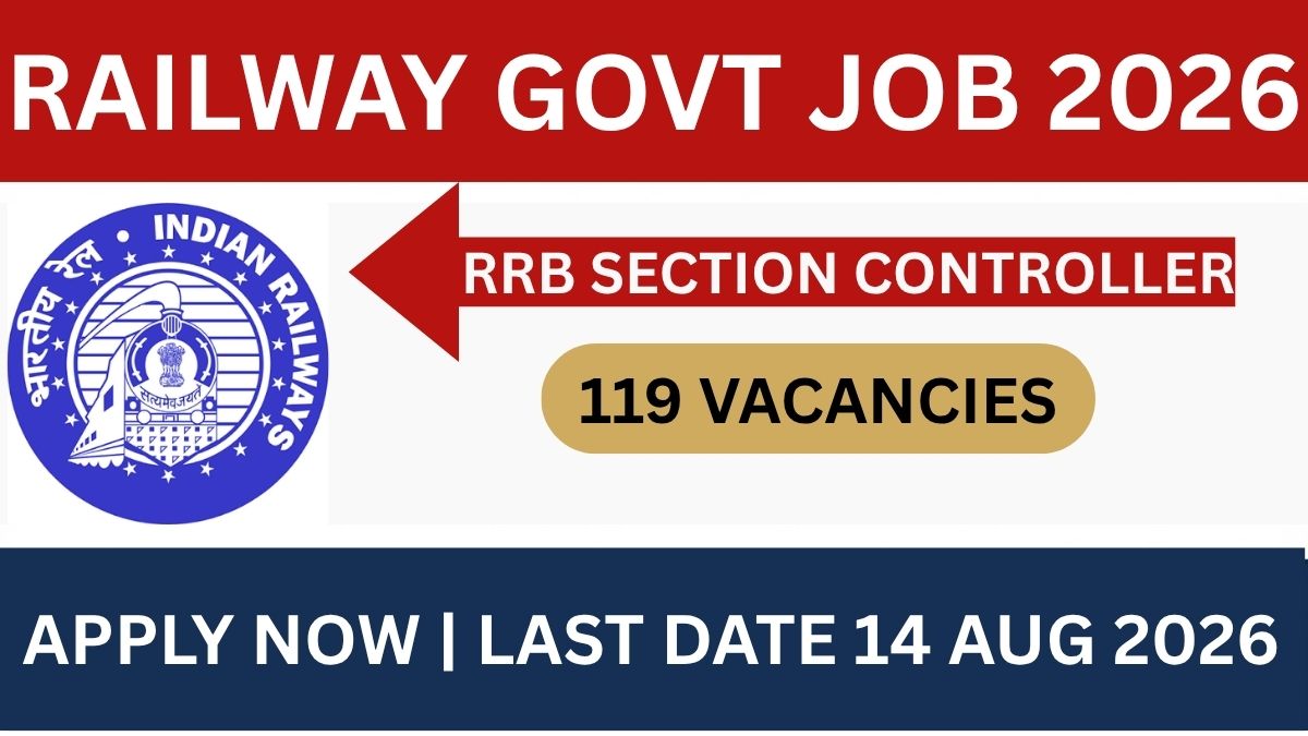 RRB Section Controller Recruitment 2026 is out for 119 vacancies. Check eligibility, salary, exam pattern, important dates, and apply online from 15 July to 14 August 2026.