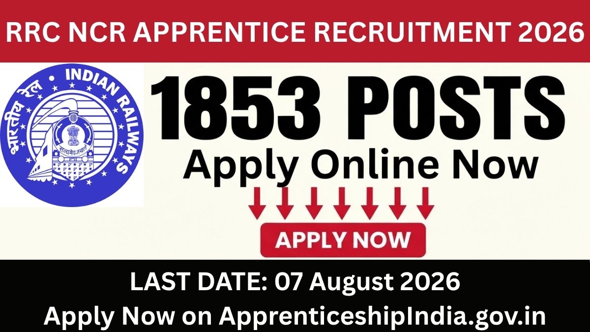 RRC NCR Apprentice Recruitment 2026: Apply for 1853 Posts Online Now