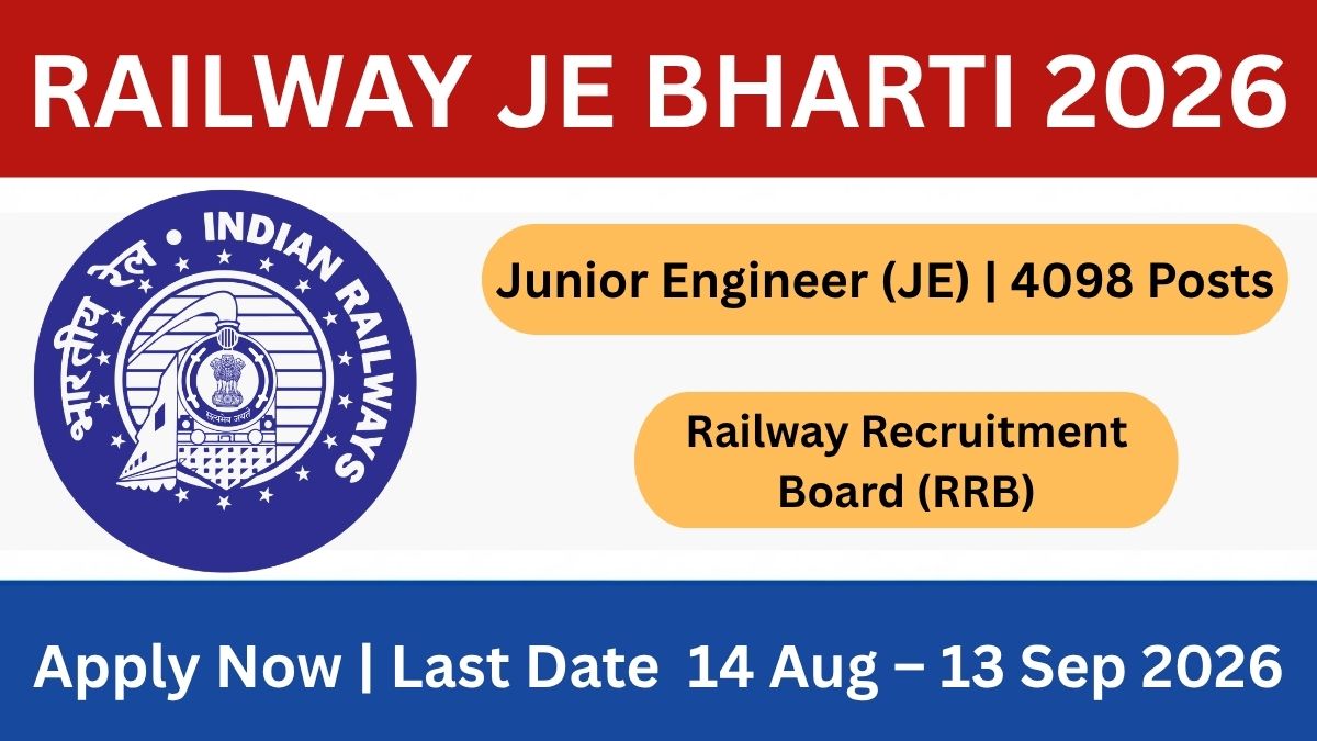 Apply online for RRB Junior Engineer JE Recruitment 2026. Check 4098 vacancies, eligibility, age limit, exam pattern, salary, selection process, and important dates here.