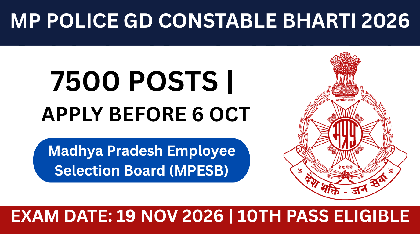 MPESB MP Police GD Constable Recruitment 2026: Apply Now for 7500 Posts