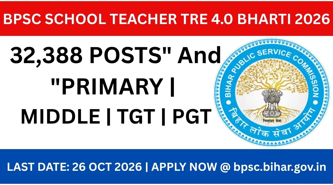 BPSC School Teacher TRE 4.0 Recruitment 2026: Apply Online for 32388 Posts